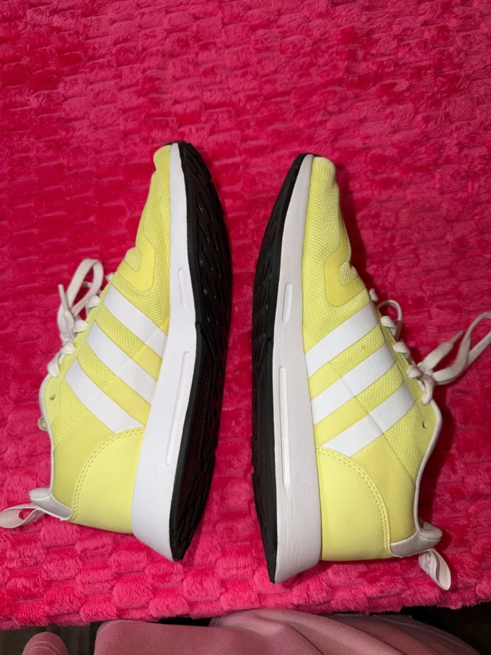 adidas women’s Yellow and White Lace-Up Sneakers